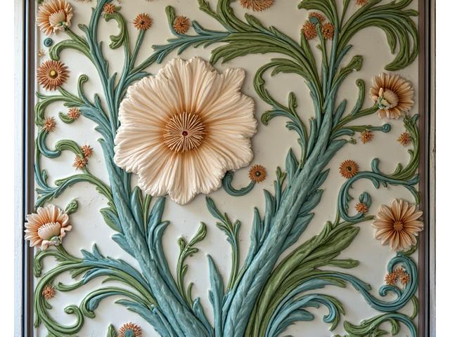 Panneau mural en faïence avec motifs floraux